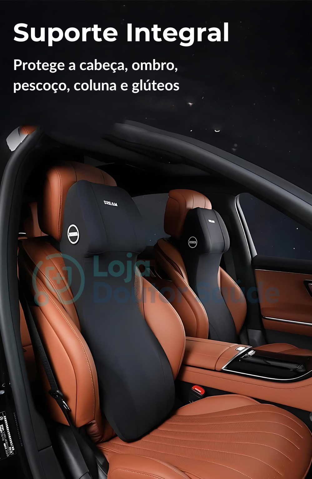 Conjunto Carro Almofada Assento + Apoio Lombar Modelo Universal